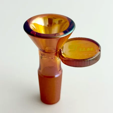 Fortune | Electroplated 14mm Joint Glass Bowl With Gold Logo - Amber
Orange
